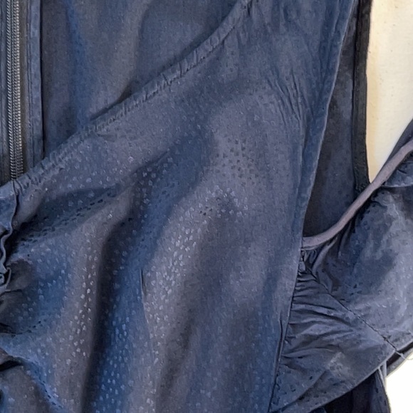 Rebecca Taylor Small Dress Women’s Silk Blue Cold Shoulder Ruffle Shift - Picture 14 of 15